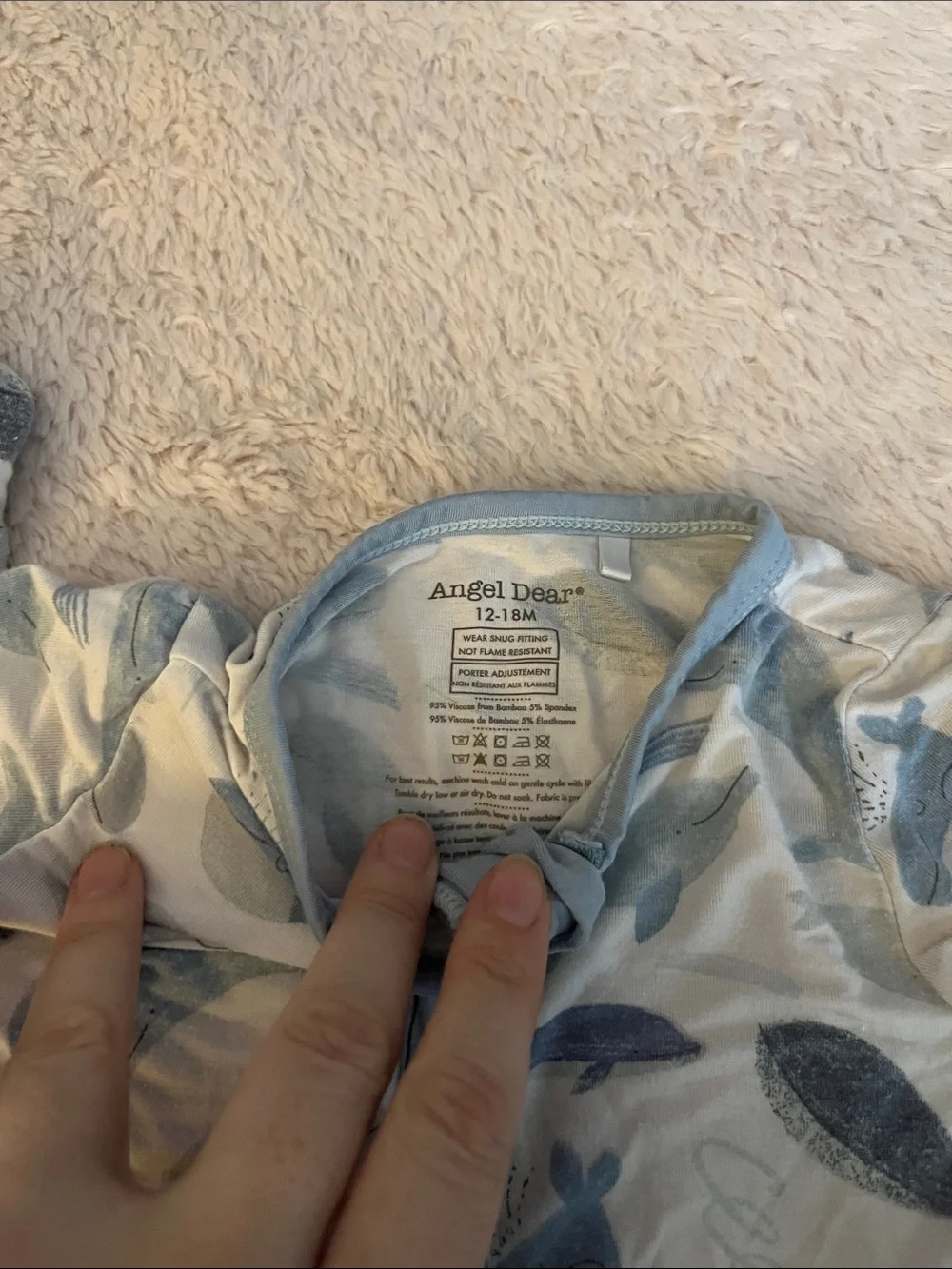 Angel Dear Blue Whale Print Footed Pajama